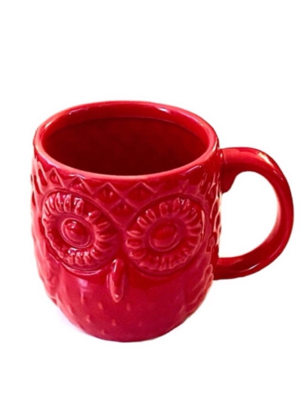 Red Embossed Night Owl Coffee Mug- Ceramic 20 Oz.